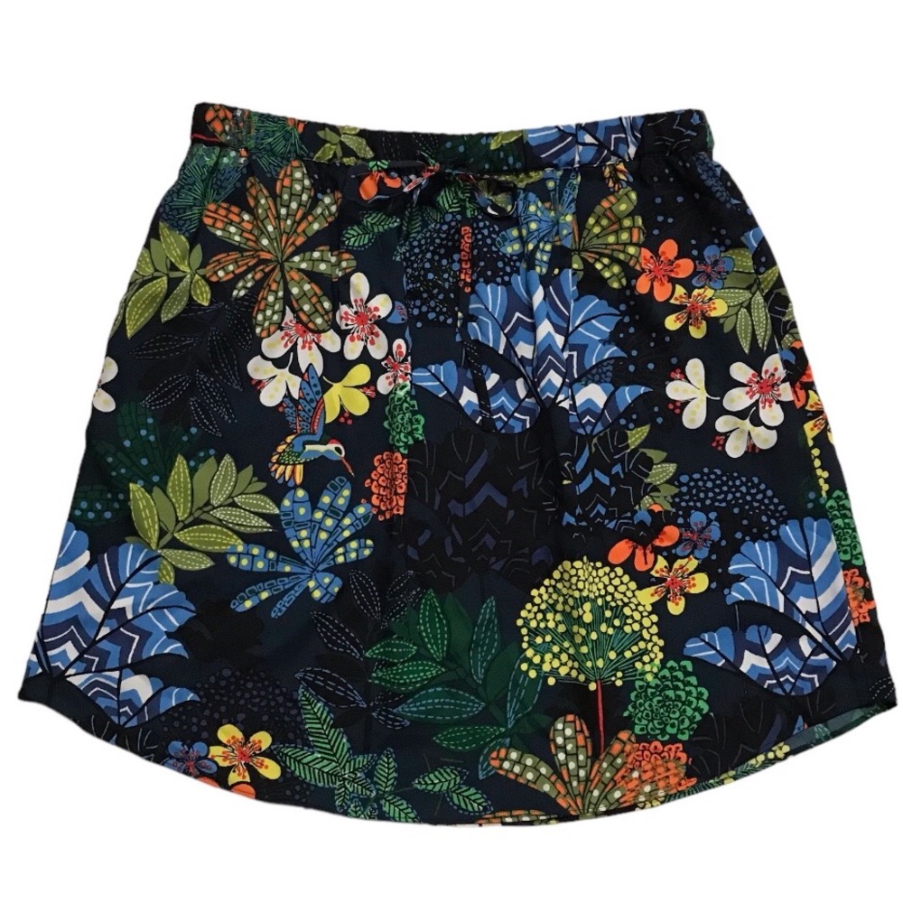 LOFT Tropical Floral Skirt, Hummingbird Boho Elastic Waist Pull On Petite Small - Picture 12 of 12